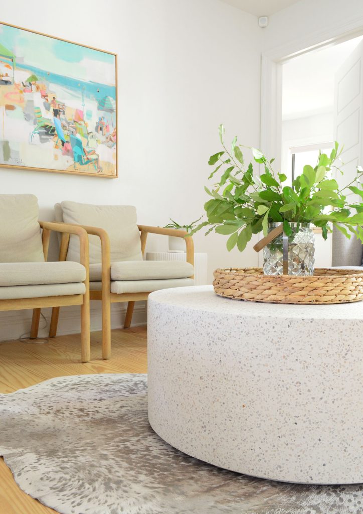 Detail Of Terrazzo Stone Round Coffee Table In Seating Area