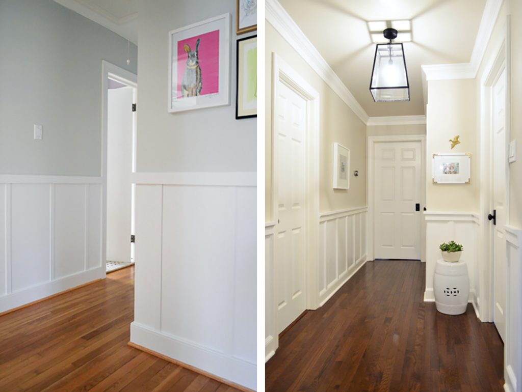 Two Examples Of Board And Batten Treatments In Hallways