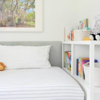 DIY Headboard + Custom Bookshelf = Cozy Built-in Kids Bed