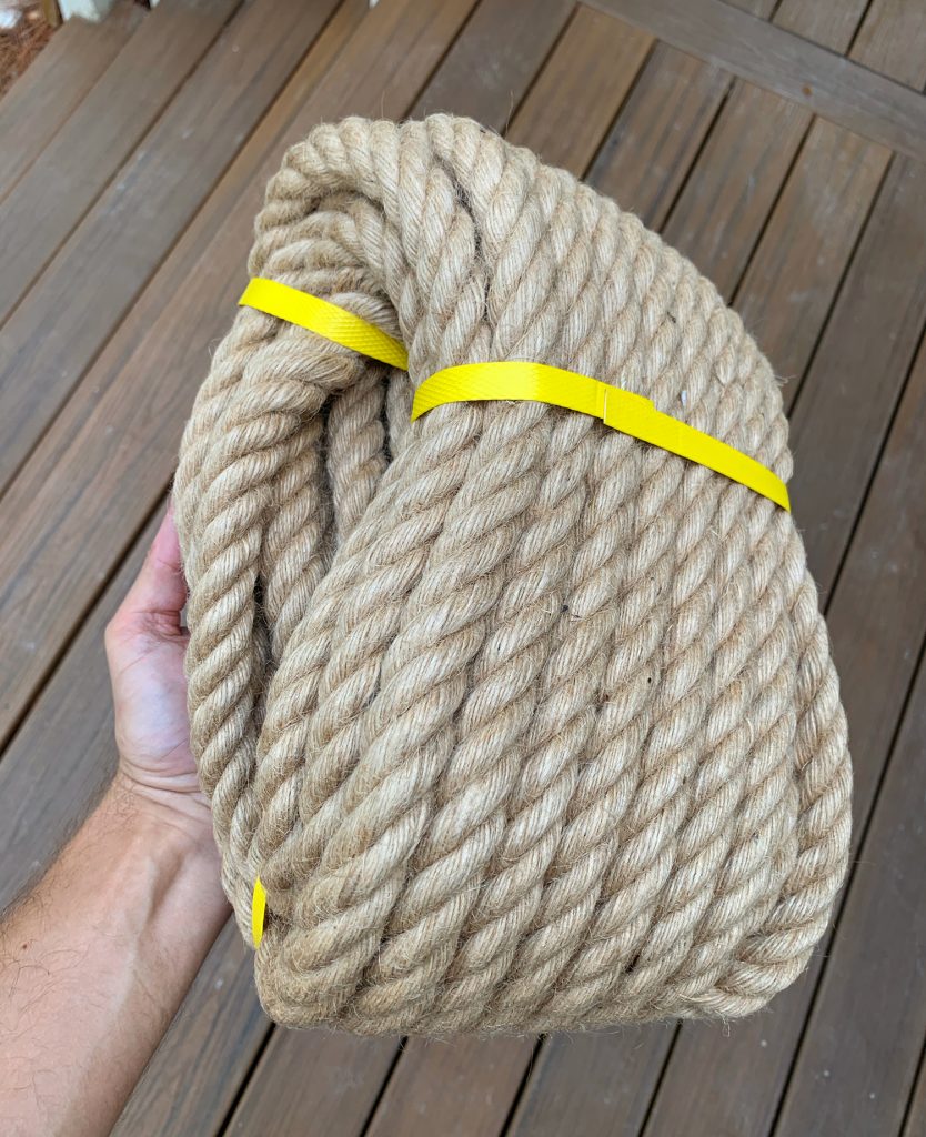 Natural hemp rope bundle for hanging daybed