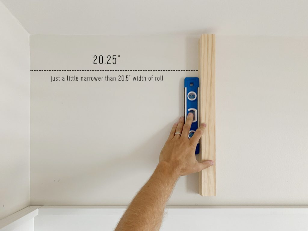 Measuring Vertical Line For First Sheet Of Peel And Stick Wallpaper