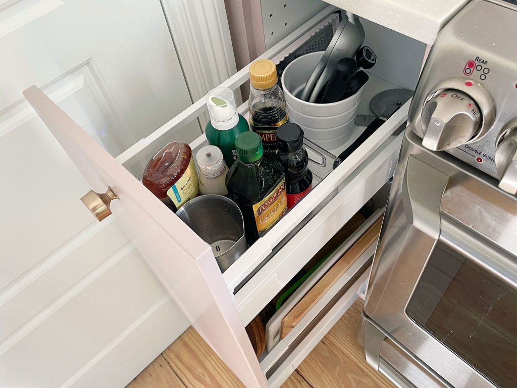 Larger Slide Out Ikea Drawer With Cooking Oils