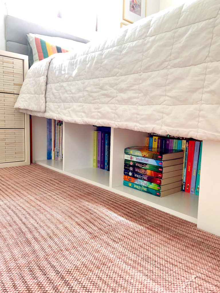 Under Bed Storage With Cubby Style Bookshelf