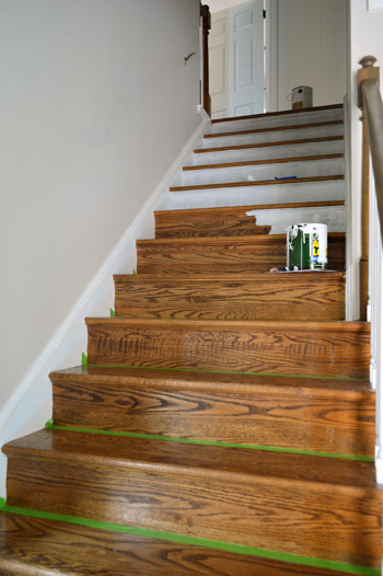 priming and painting wood stair risers white